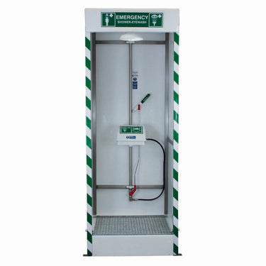 Hughes Emergency Cubicle Shower, Shower and Covered ABS Eye and Face Wash